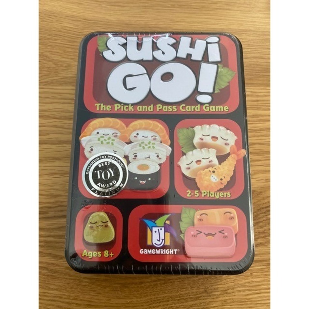 Gamewright Sushi Go Card Game Kids NIB Red Tin Pick and Pass Strategy Game